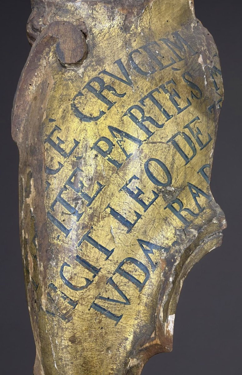 Fragment d'Armoiries en Bois Doré Italie 18éme-photo-2