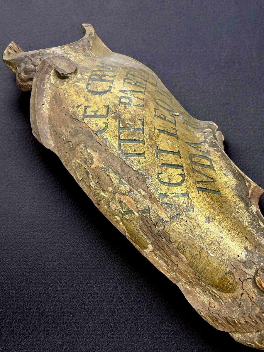 Fragment d'Armoiries en Bois Doré Italie 18éme-photo-3