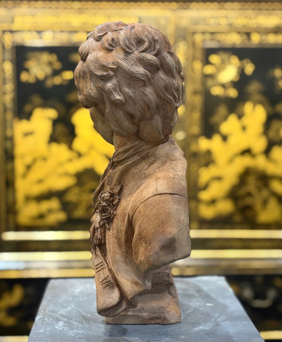 17th French Sculpture Terracotta Bust Signed Rifle Fecit 1693-photo-2