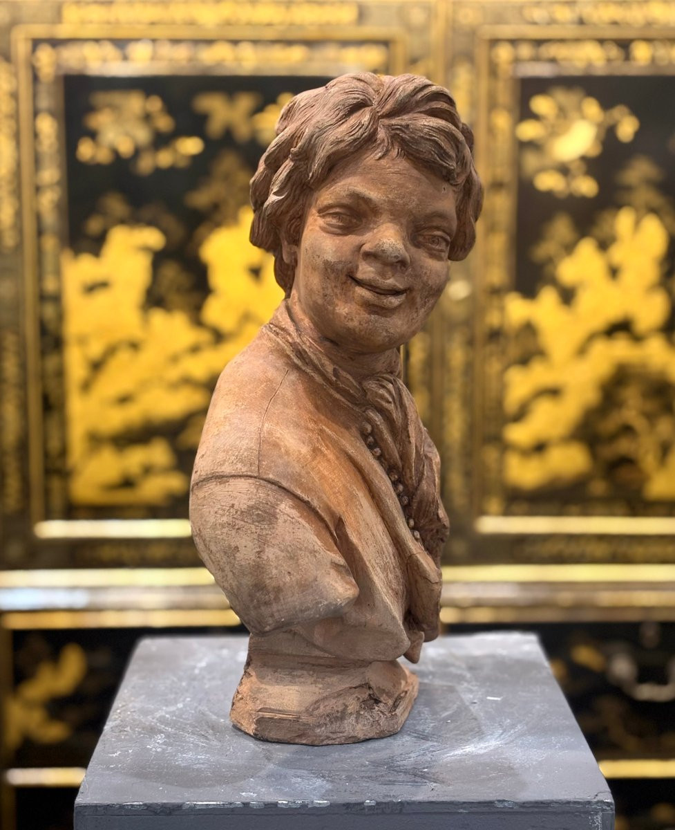 17th French Sculpture Terracotta Bust Signed Rifle Fecit 1693-photo-4