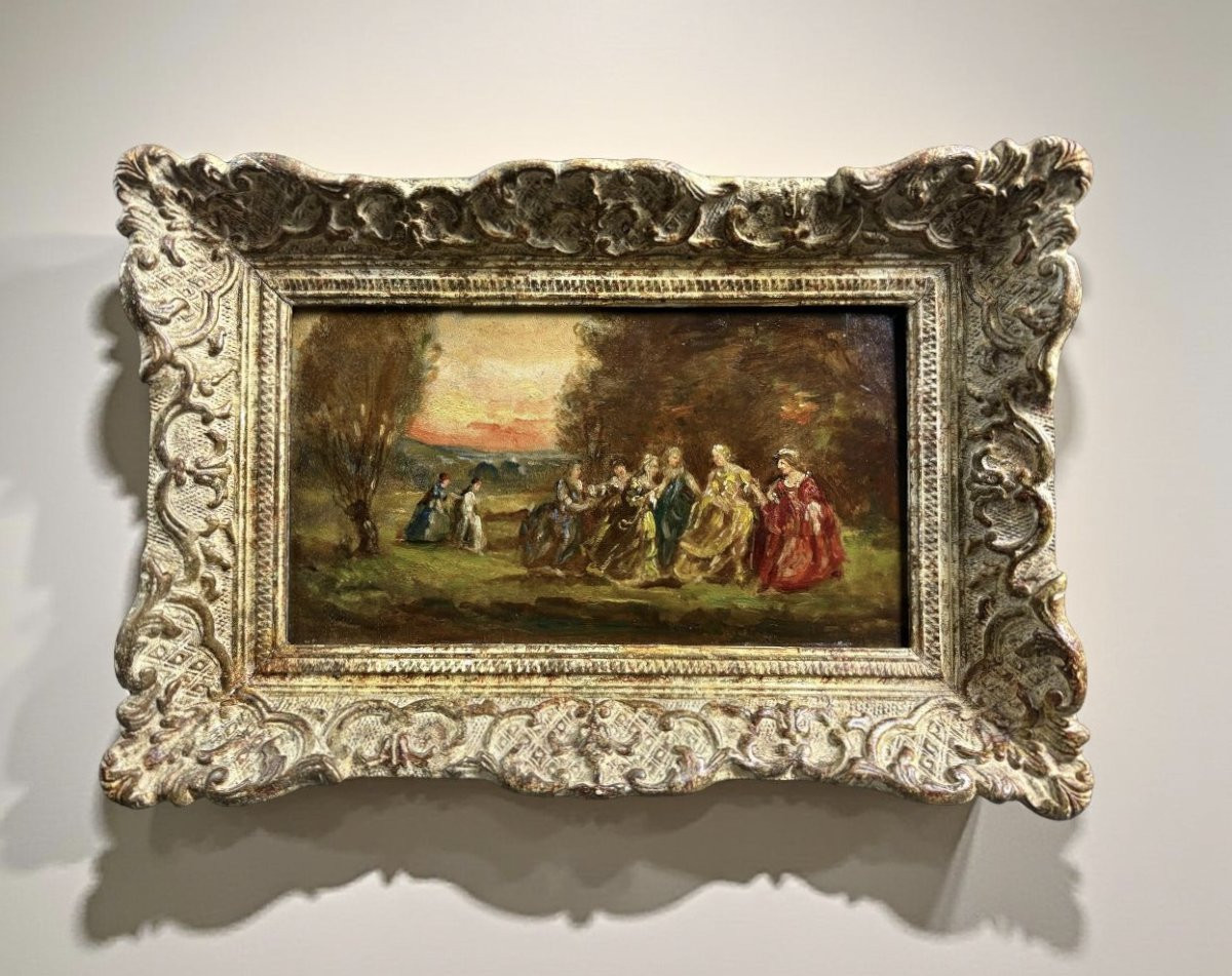 Narcisse Virgile Diaz De La Peña (1808-1876) Barbizon School "elegant In A Forest"-photo-2