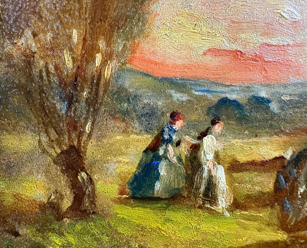 Narcisse Virgile Diaz De La Peña (1808-1876) Barbizon School "elegant In A Forest"-photo-1