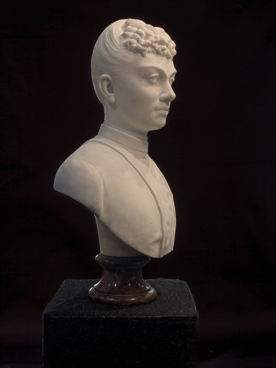 Laure Martin-coutan (1855-1915) Female Marble Bust Dated 1887-photo-2