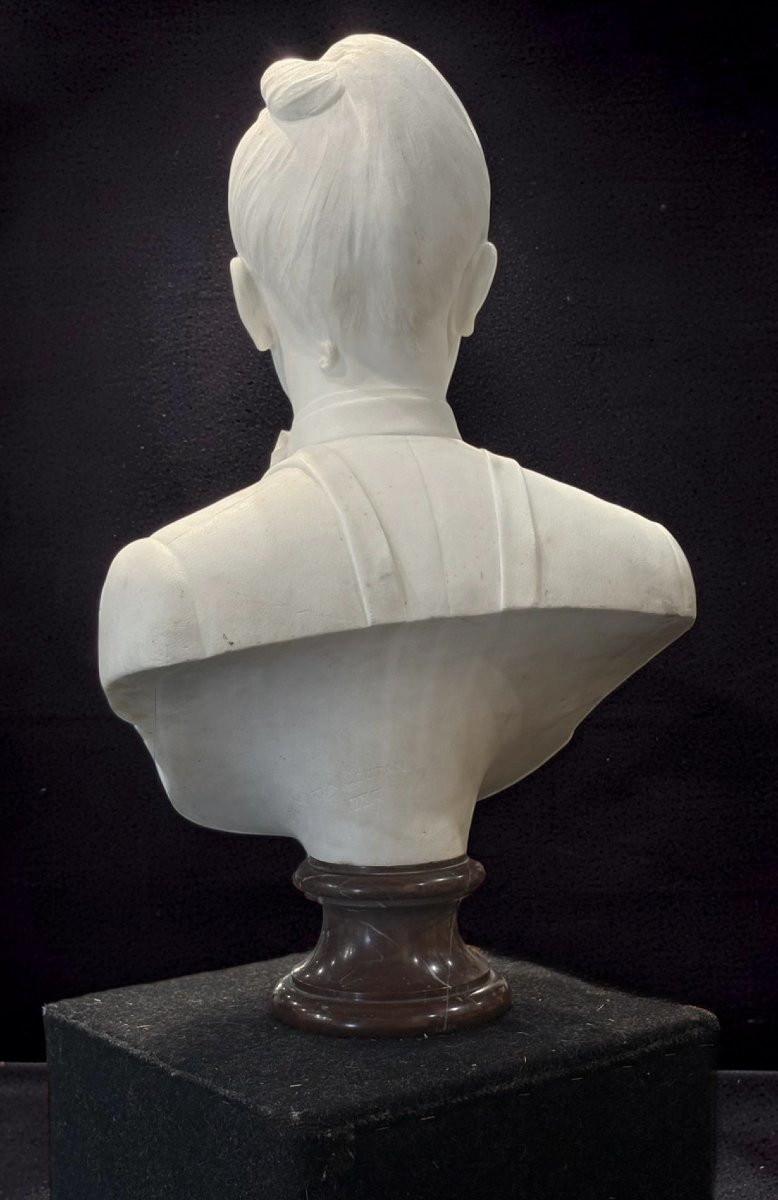Laure Martin-coutan (1855-1915) Female Marble Bust Dated 1887-photo-3