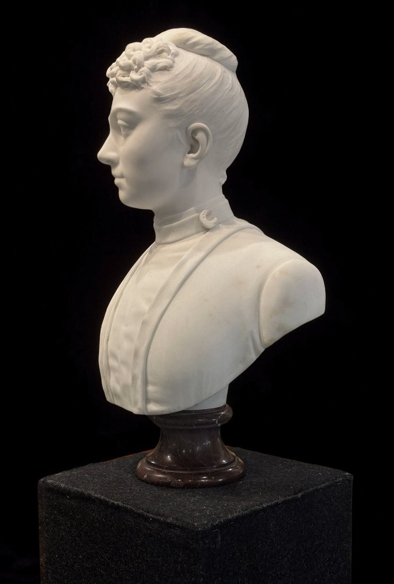 Laure Martin-coutan (1855-1915) Female Marble Bust Dated 1887-photo-4