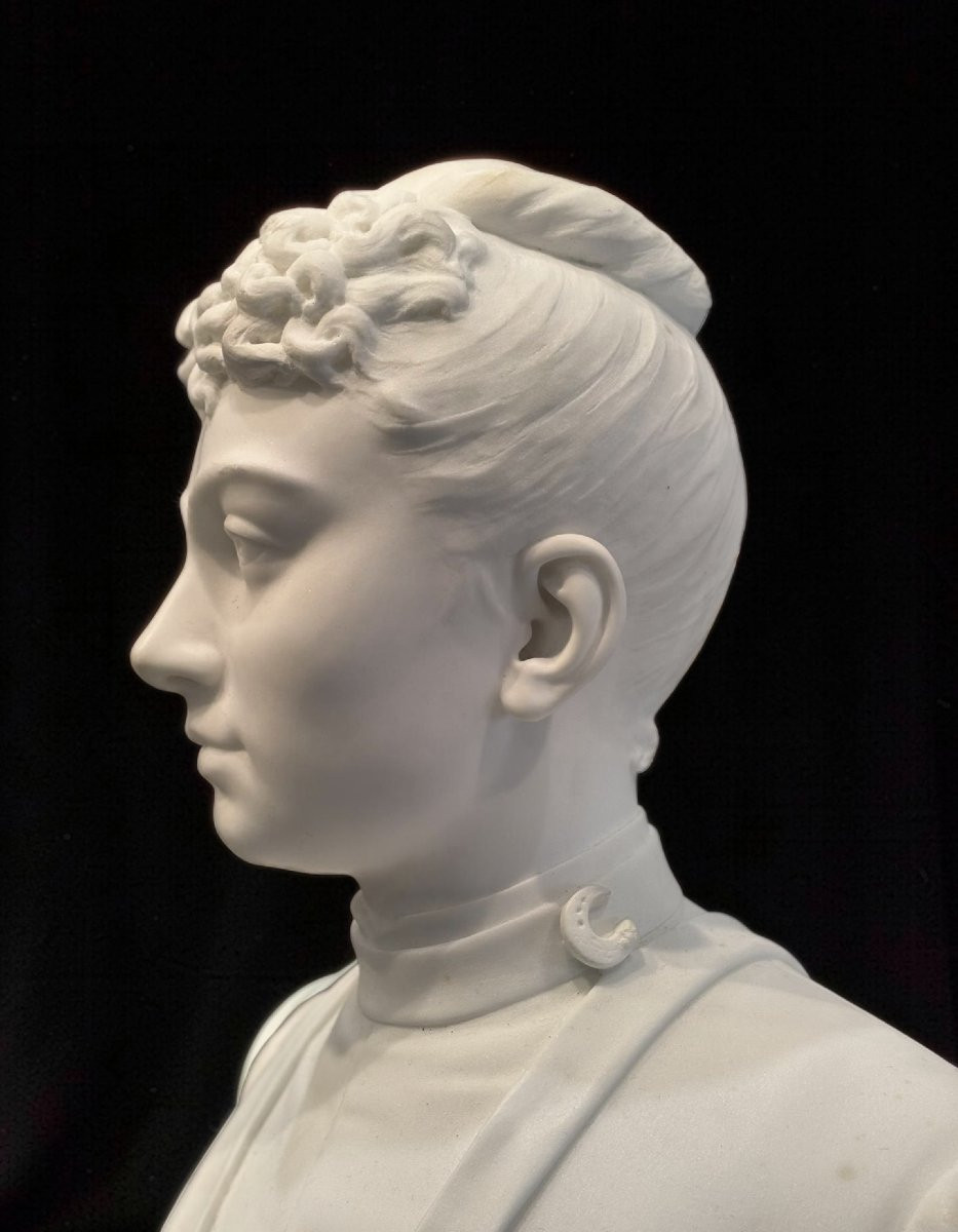 Laure Martin-coutan (1855-1915) Female Marble Bust Dated 1887-photo-5