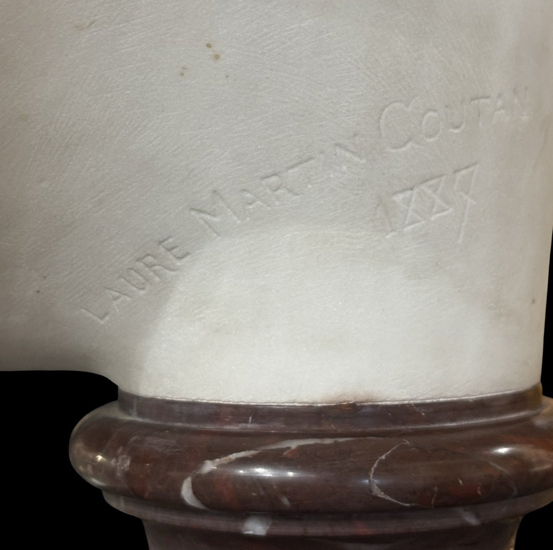 Laure Martin-coutan (1855-1915) Female Marble Bust Dated 1887-photo-6