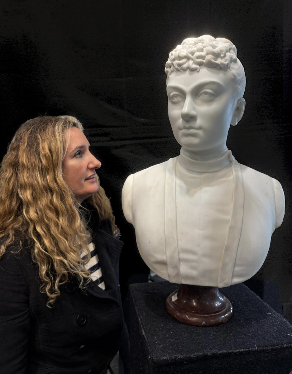 Laure Martin-coutan (1855-1915) Female Marble Bust Dated 1887-photo-8