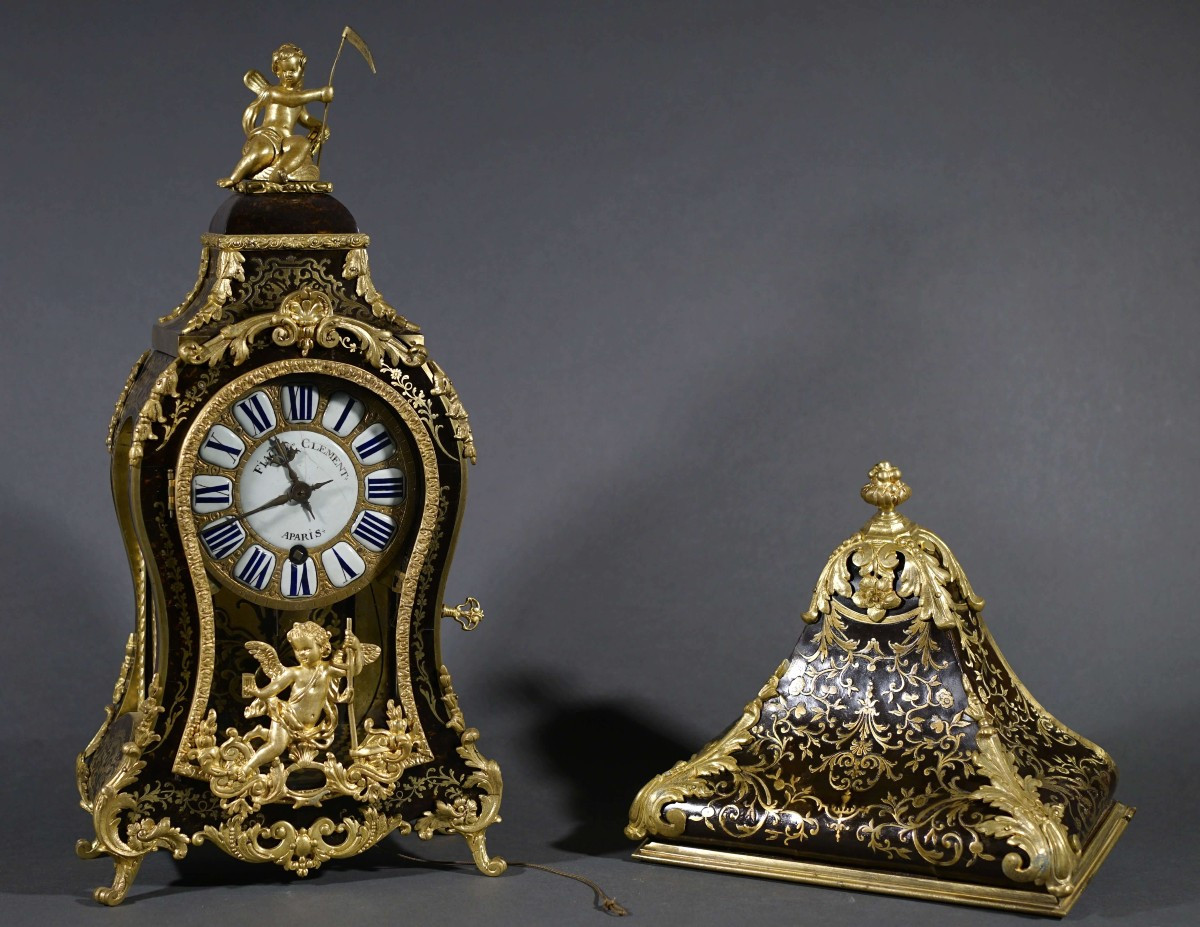 Cartel d'alcove 18éme Régence Marqueterie Boulle Clément Fiacre à Paris