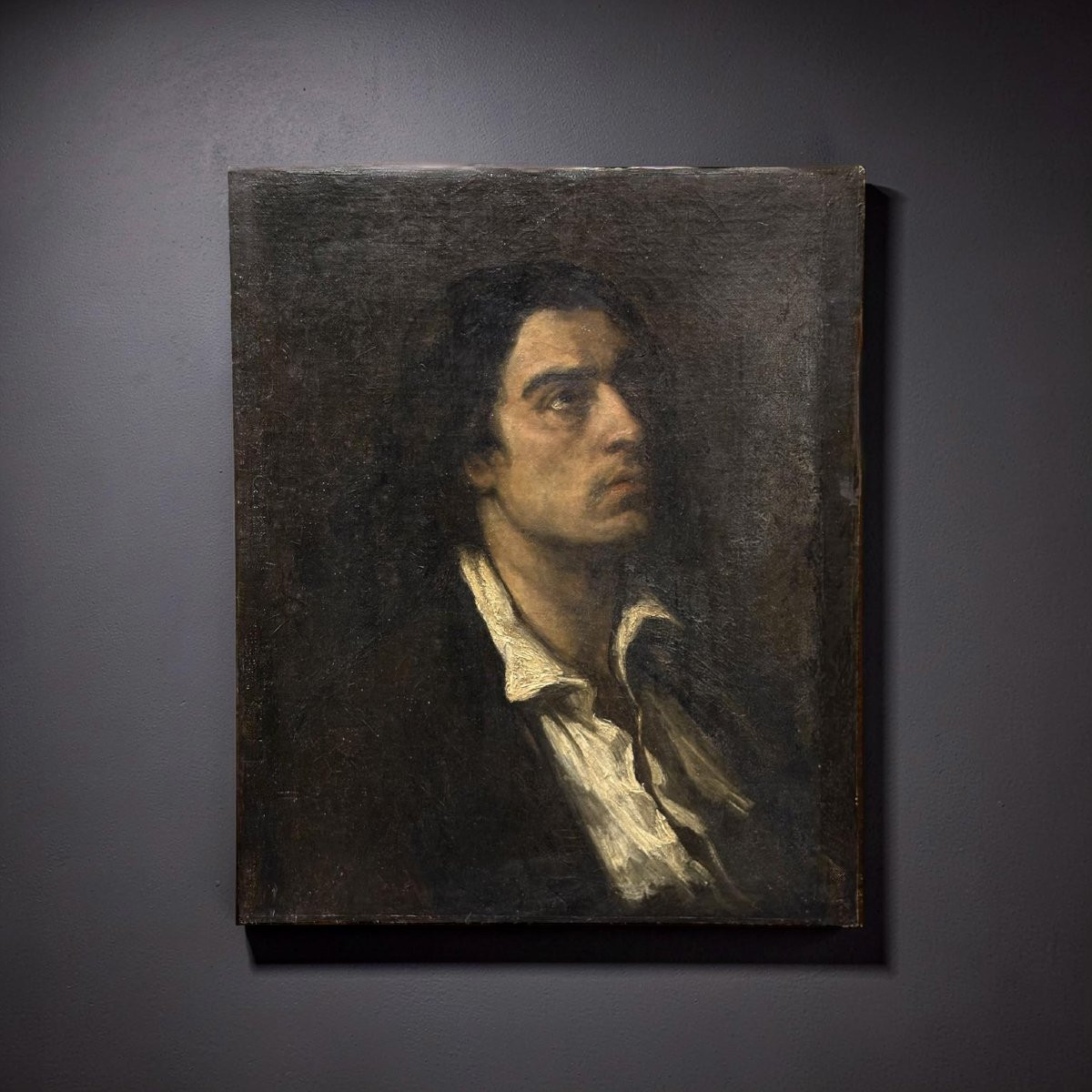 Gustave Courbet, entourage Portrait Masculin  Ecole Française du 19éme-photo-2