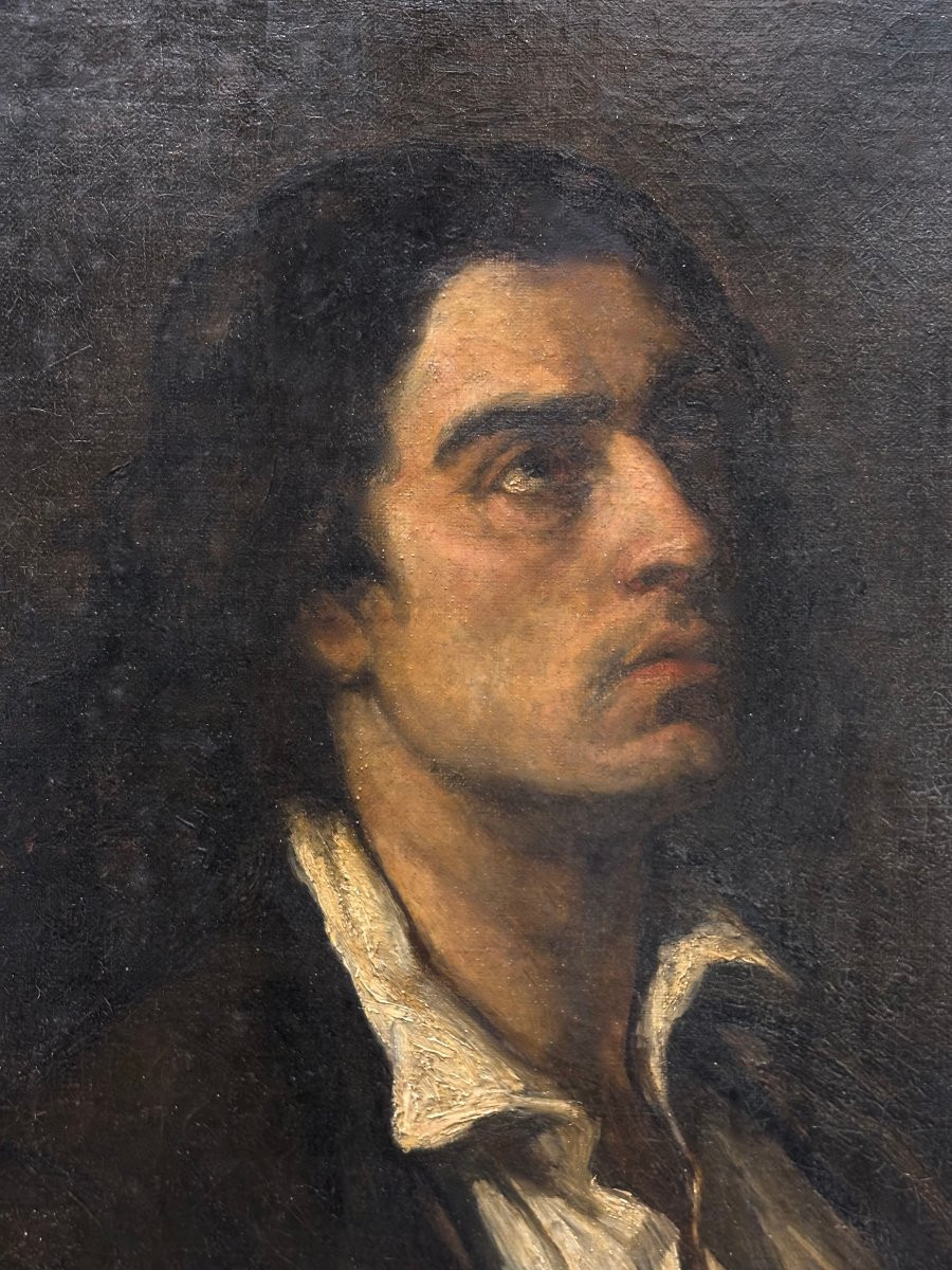 Gustave Courbet, entourage Portrait Masculin  Ecole Française du 19éme-photo-3