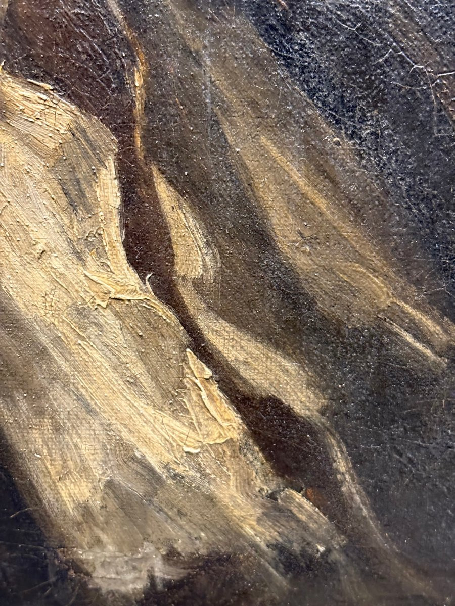 Gustave Courbet, entourage Portrait Masculin  Ecole Française du 19éme-photo-4