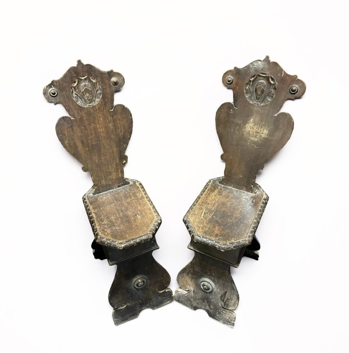 Paire de Chaise Renaissance en Noyer  aux Armoiries Italie 19éme-photo-2