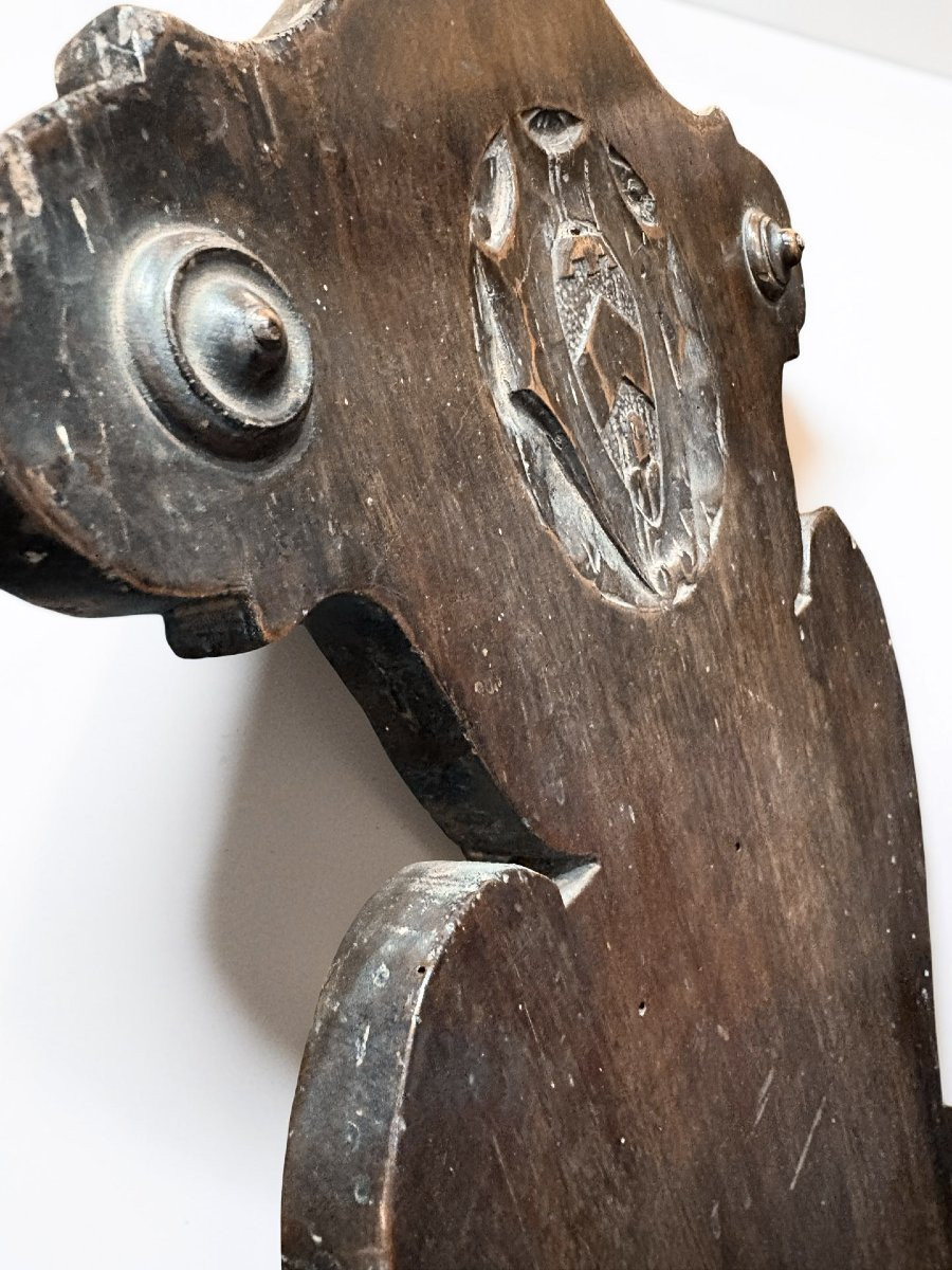 Paire de Chaise Renaissance en Noyer  aux Armoiries Italie 19éme-photo-3