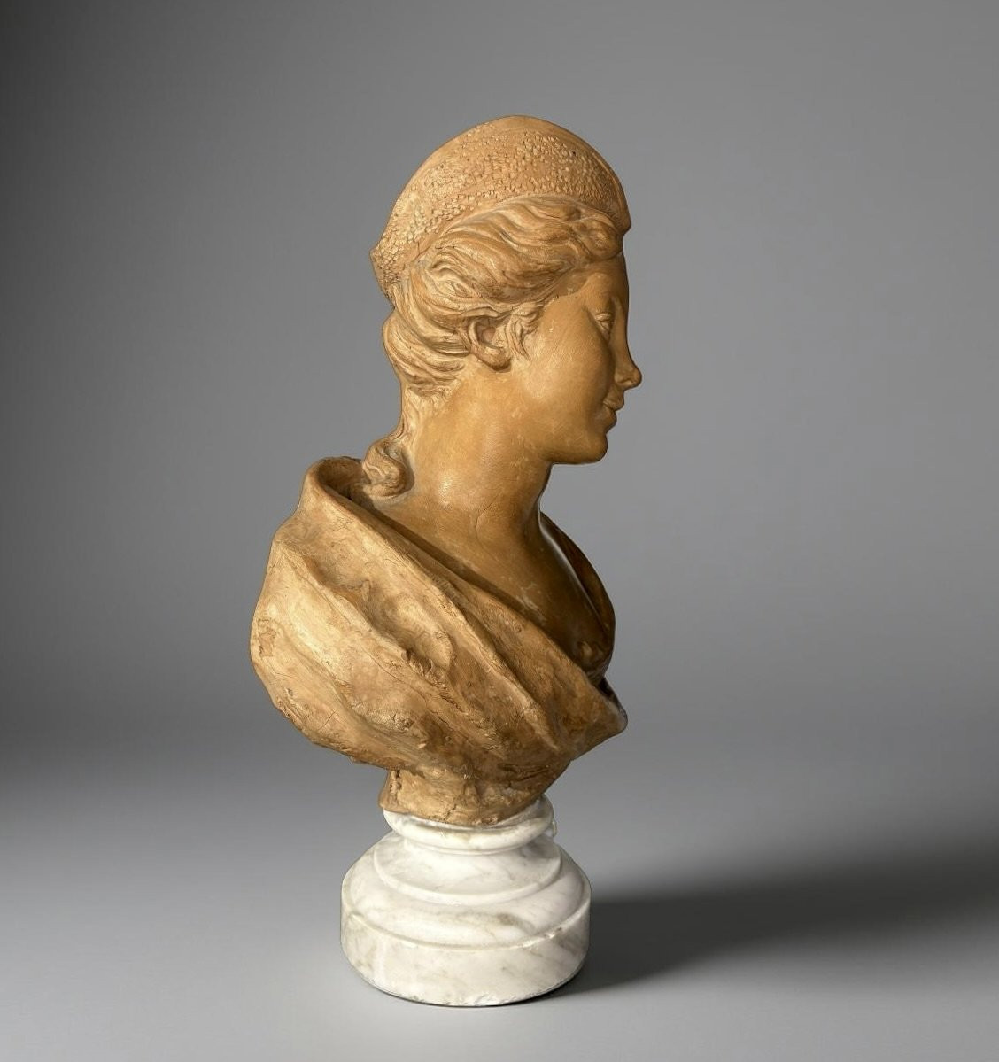 Late 18th Terracotta Bust Portrait Of A Lady-photo-3