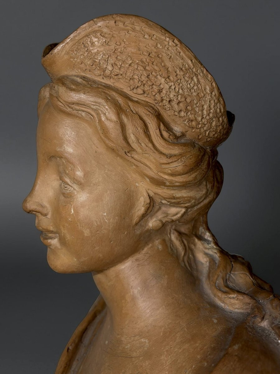 Late 18th Terracotta Bust Portrait Of A Lady-photo-5