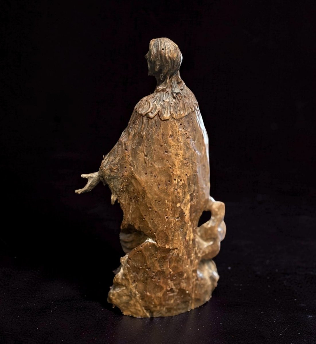 Saint Jean Népomucène, Sculpture Baroque en Bois, Allemagne, XVIIIe siècle-photo-5