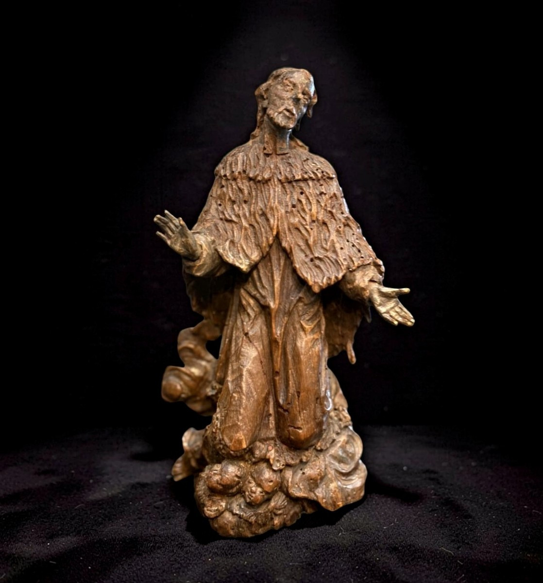 Saint Jean Népomucène, Sculpture Baroque en Bois, Allemagne, XVIIIe siècle