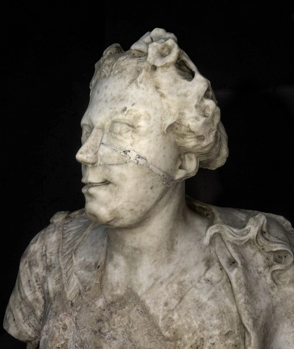 Orazio Marinali (1643-1720) Buste de Flore en Marbre -photo-3