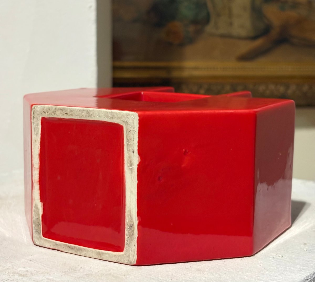 Sottsass Style Geometric Ceramic Vase Petucco & Tolio 1970s-photo-3