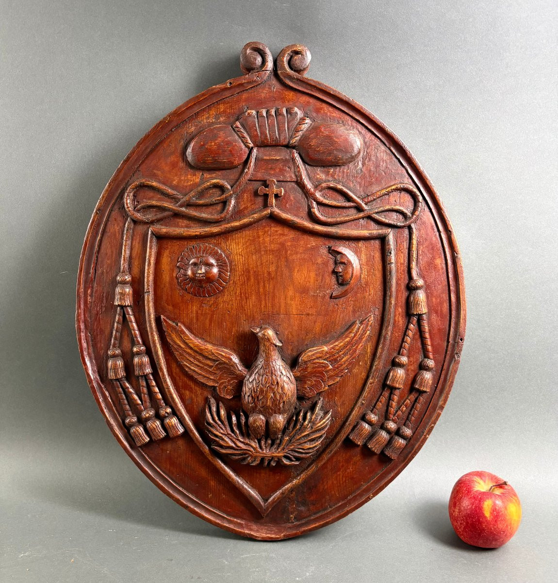 18th Louis XIV Large Carved Woode Coat Of Arms-photo-2