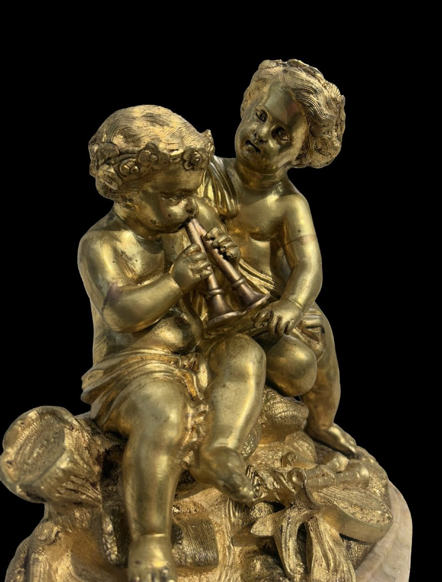 19th Gilt Bronze Group Musician Cherubs -photo-2