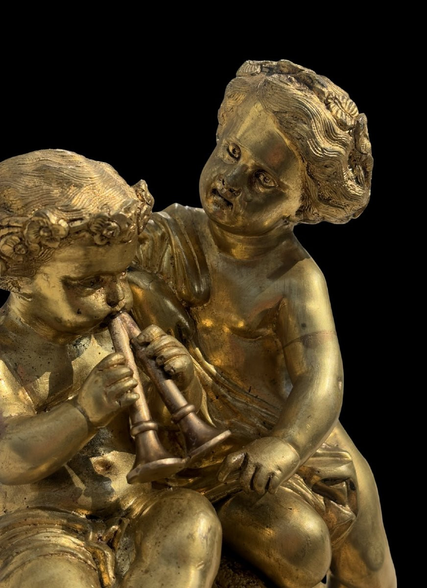 19th Gilt Bronze Group Musician Cherubs -photo-2