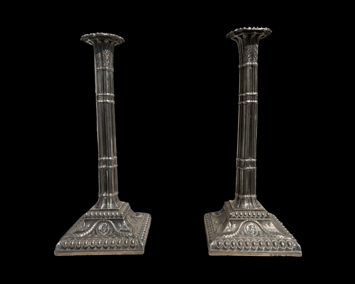 Paire de Chandeliers  Géorgien Argent Sterling  Orlando Jackson Londres 1772-photo-3