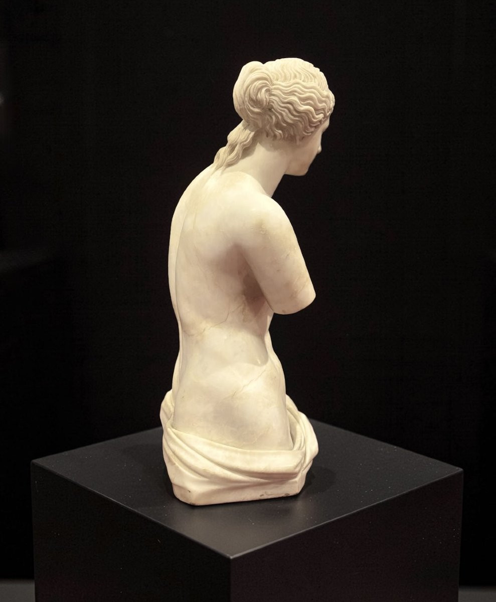 Torse de Vénus Grande Sculpture Néoclassique Grand Tour Albâtre 1860-photo-4