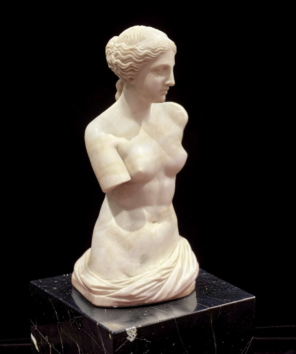 Torse de Vénus Grande Sculpture Néoclassique Grand Tour Albâtre 1860-photo-1