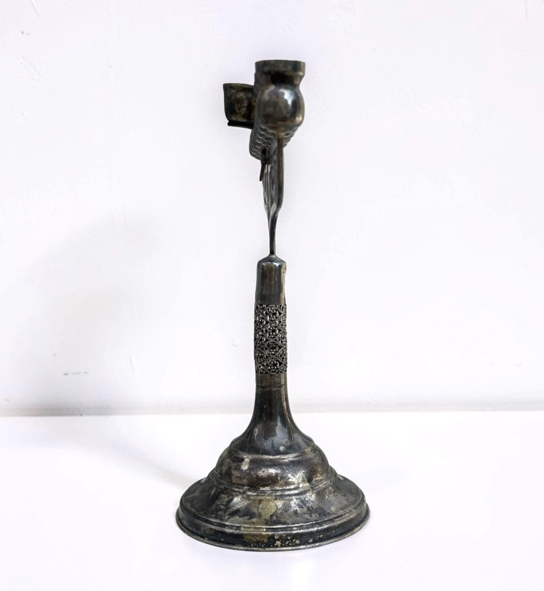 Mid 20th Jewish Candelabrum Chanukkiyah Or Hanukkah Menorah Sterling Silver-photo-3