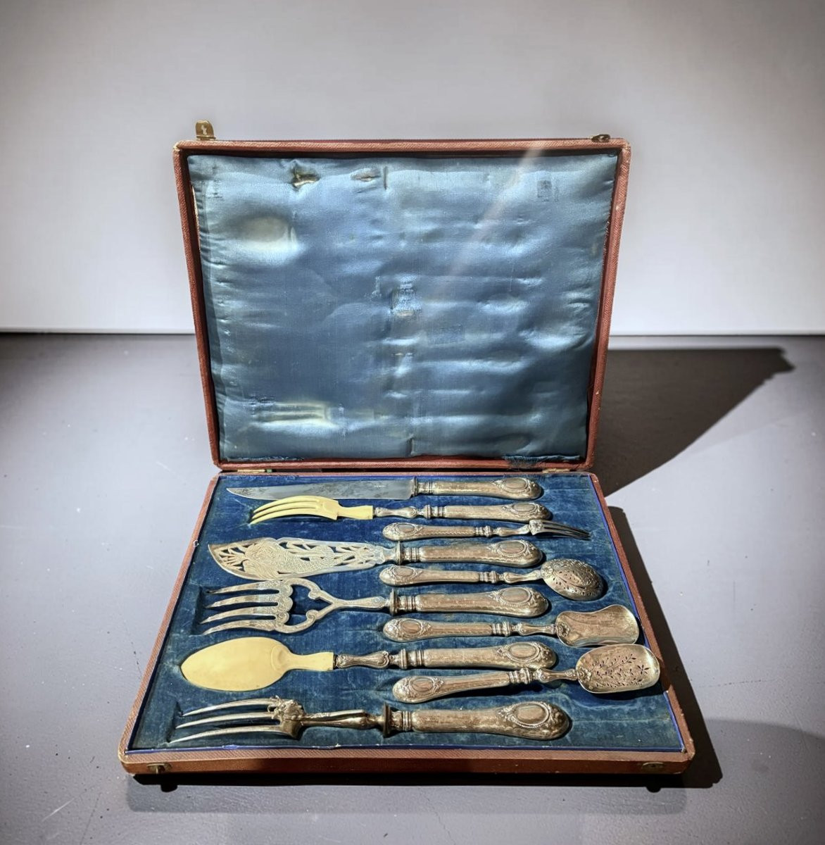 Massat Frères Coffret de Couverts Napoléon III Argent Massif poinçon Minerve 1er titre-photo-2