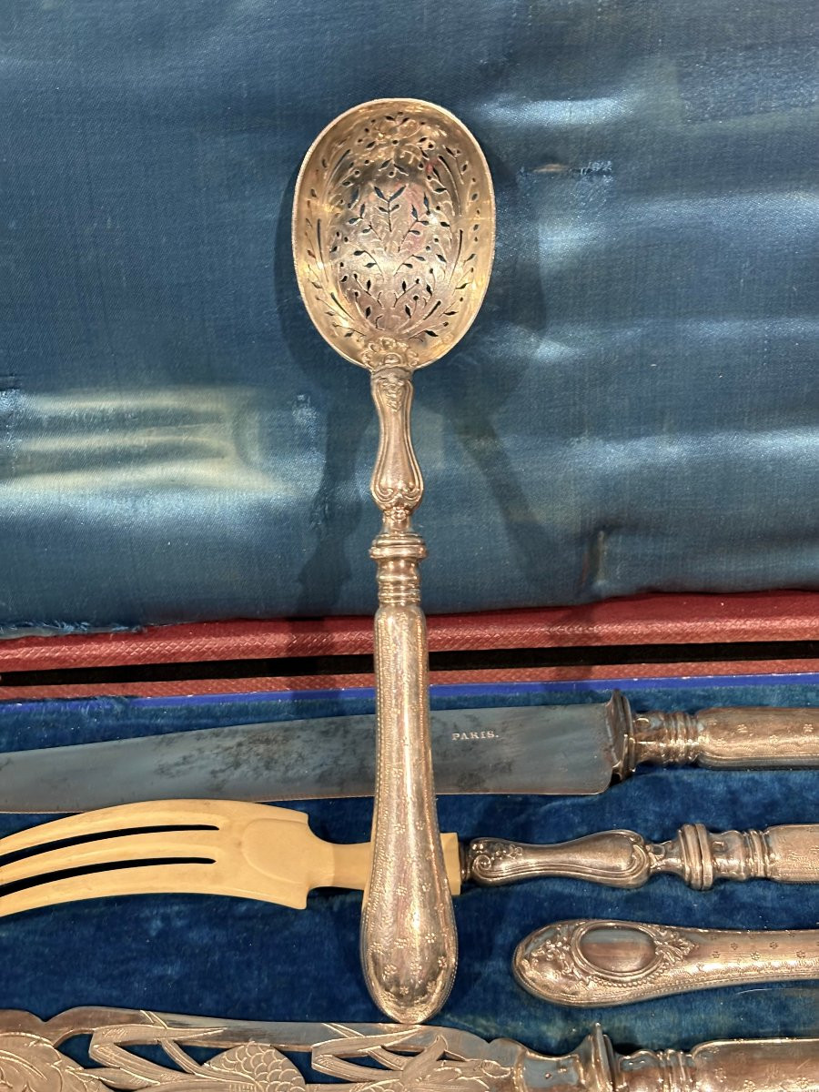 Massat Frères Coffret de Couverts Napoléon III Argent Massif poinçon Minerve 1er titre-photo-3