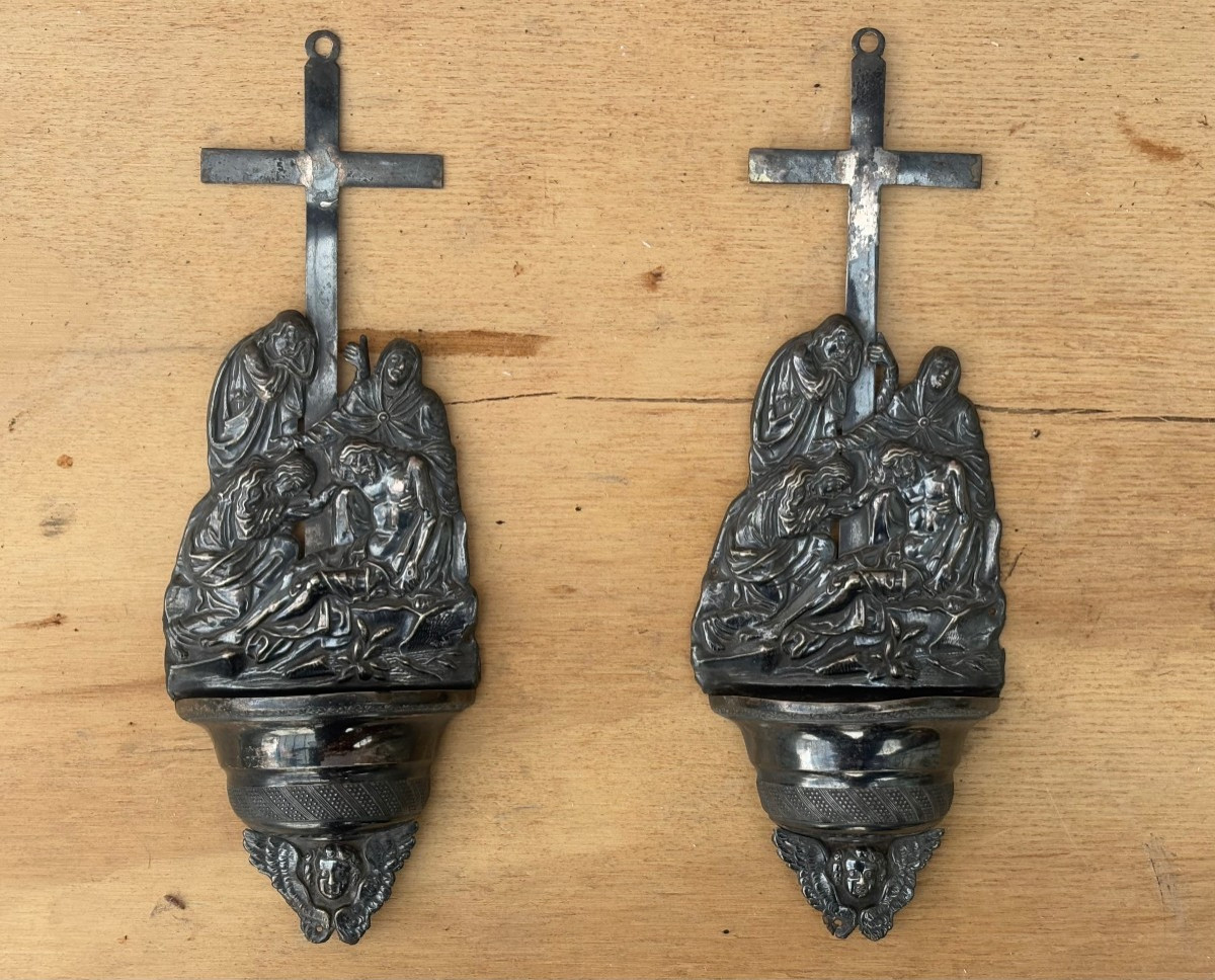 Paire de Bénitiers  en Argent Massif Lombardie 18éme siècle