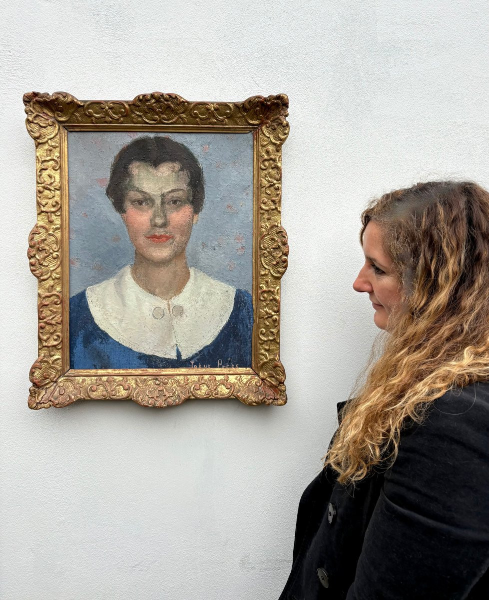 Irène Pagès - Post Impressionisme Portrait de Jeune Femme Cachet du Salon -photo-2