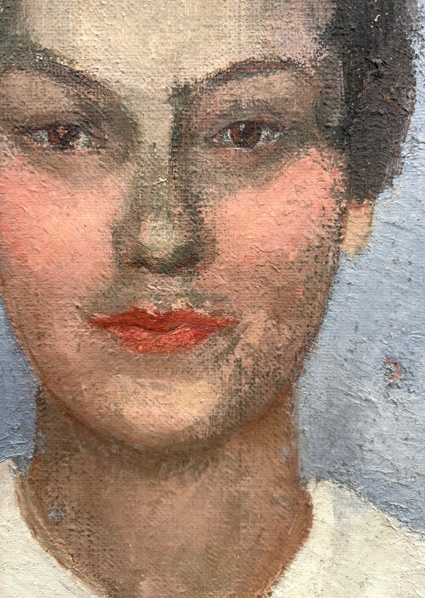 Irène Pagès - Post Impressionisme Portrait de Jeune Femme Cachet du Salon -photo-2