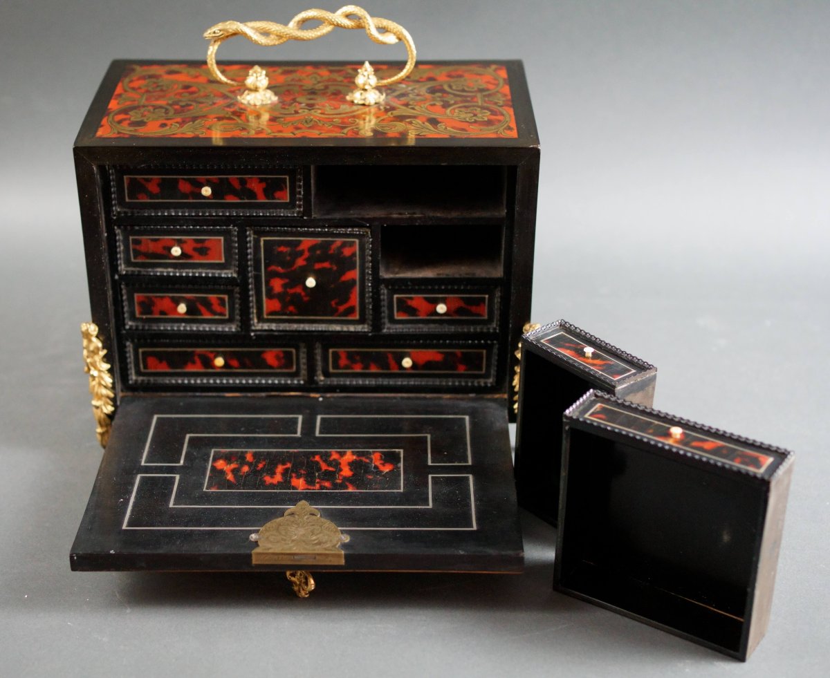 Cabinet En Marqueterie  Boulle signé "SUSSE  Frères" Napoléon III-photo-6