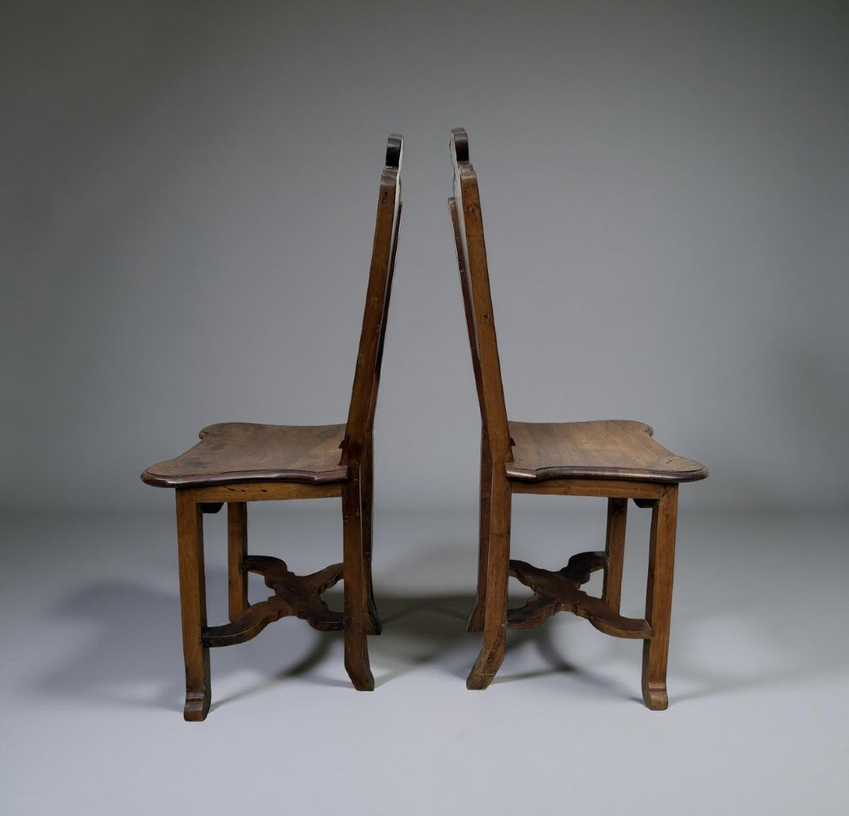 Rare paire de Chaises Marquetées Vénétie,  début XVIIIe siècle-photo-3