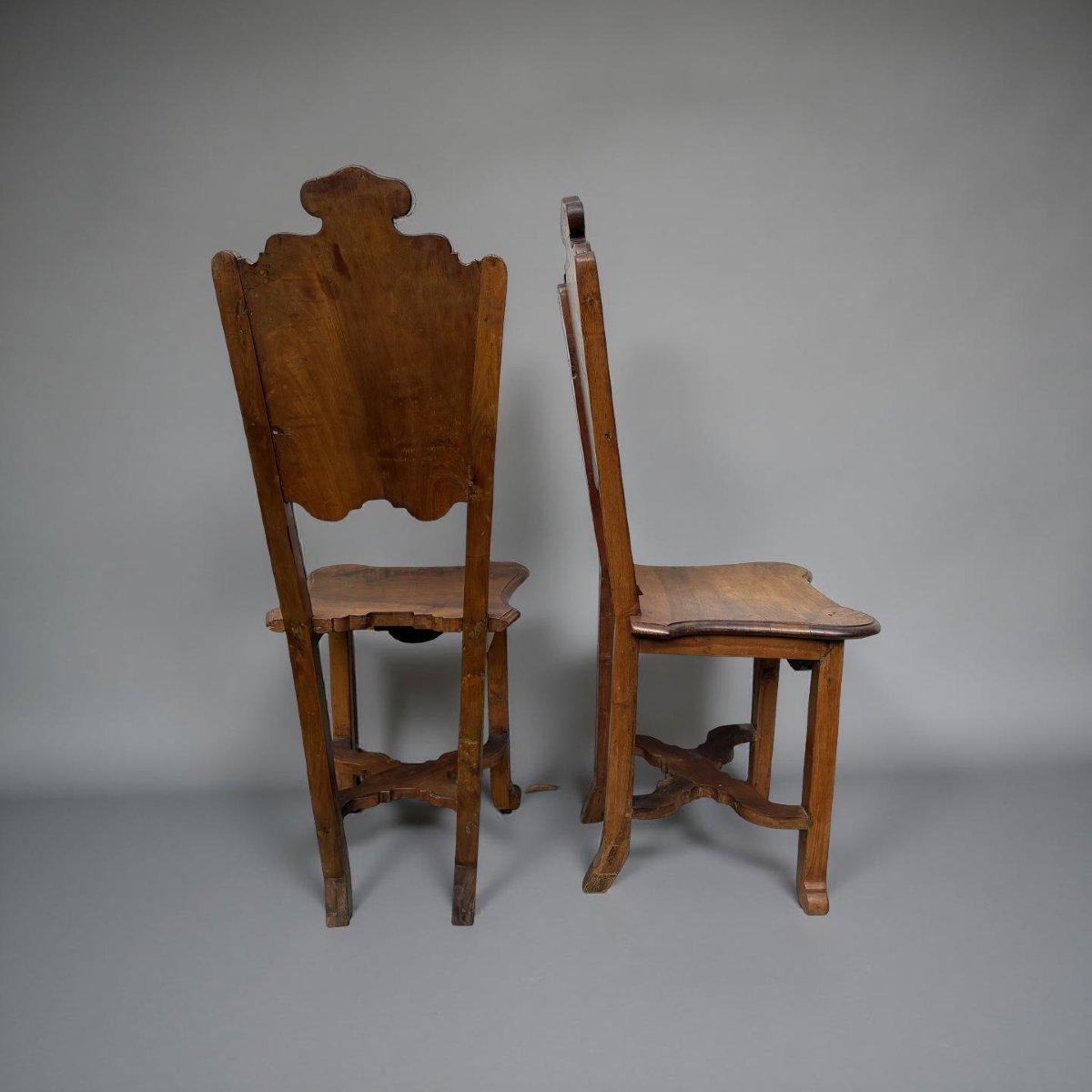 Rare paire de Chaises Marquetées Vénétie,  début XVIIIe siècle-photo-3