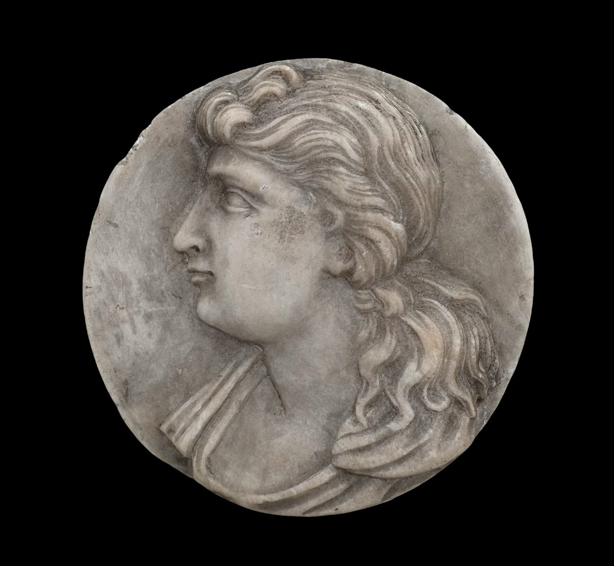 18th Neoclassical Marble Medallion  Male Profil Grand Tour -photo-2
