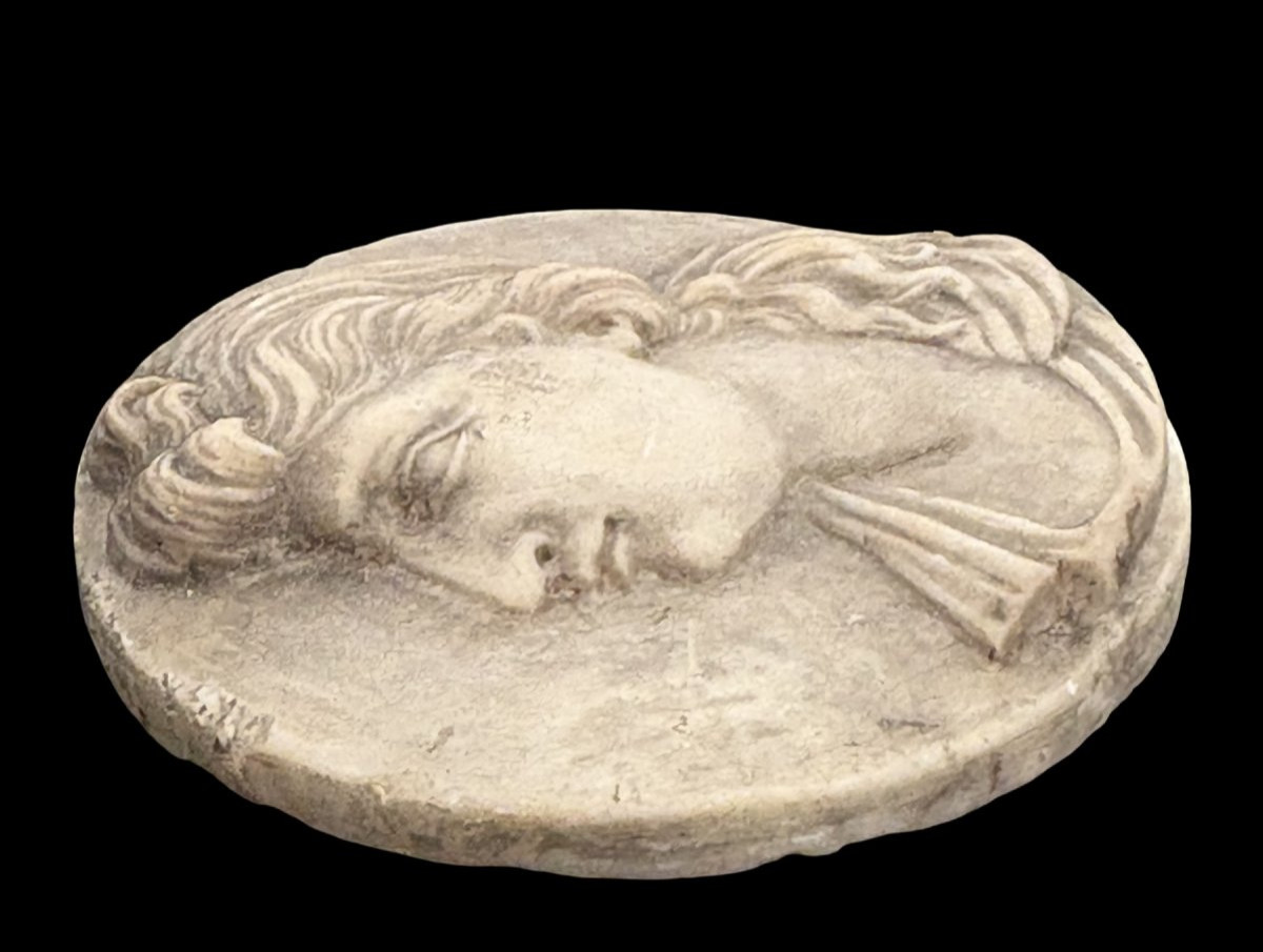 18th Neoclassical Marble Medallion  Male Profil Grand Tour -photo-1