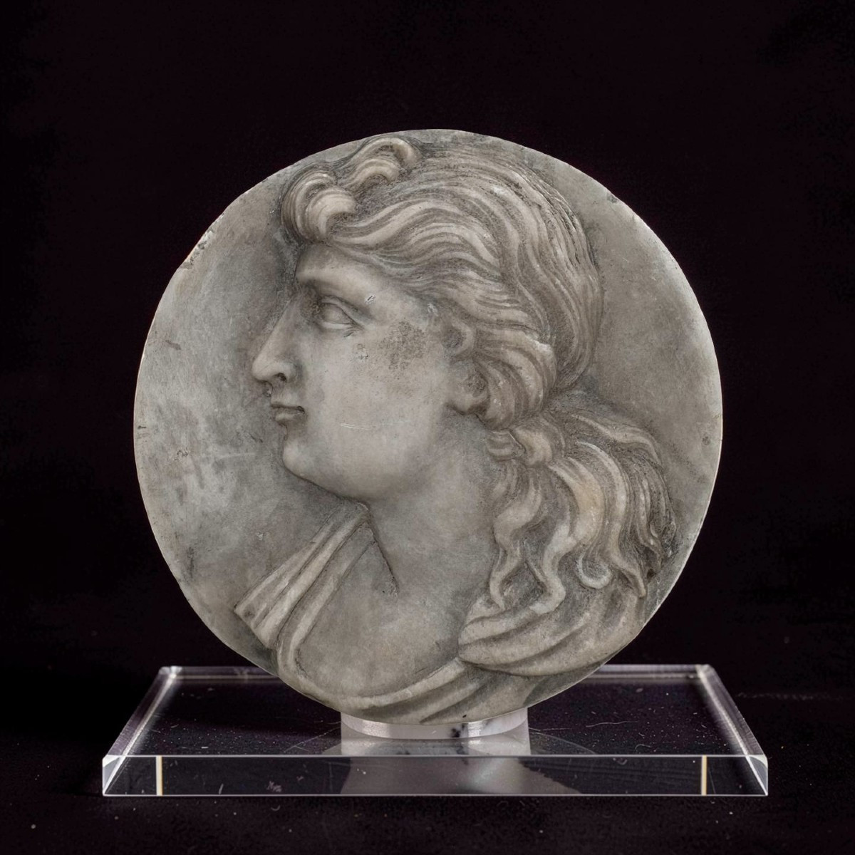 18th Neoclassical Marble Medallion  Male Profil Grand Tour 