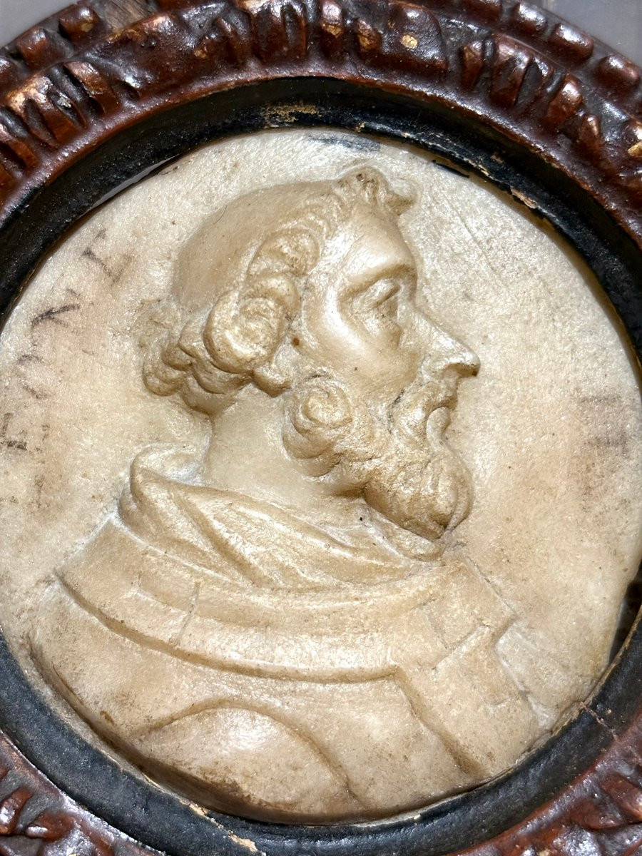 Paire de Médaillons Baroque en Marbre Profils des Papes 17éme-photo-4