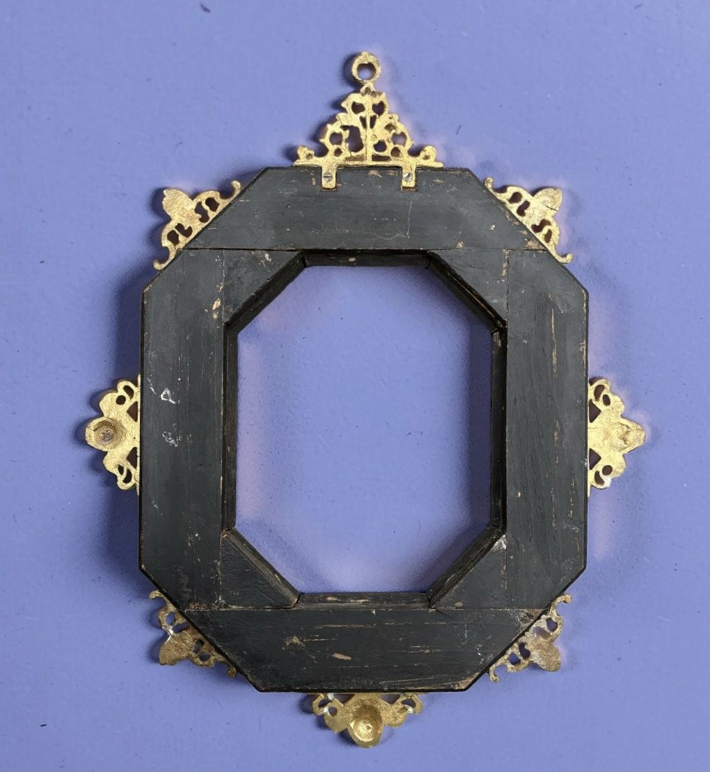 Grand Tour Frame, Semi-precious Stones And Gilded Bronze, Rome, 19th Century-photo-1