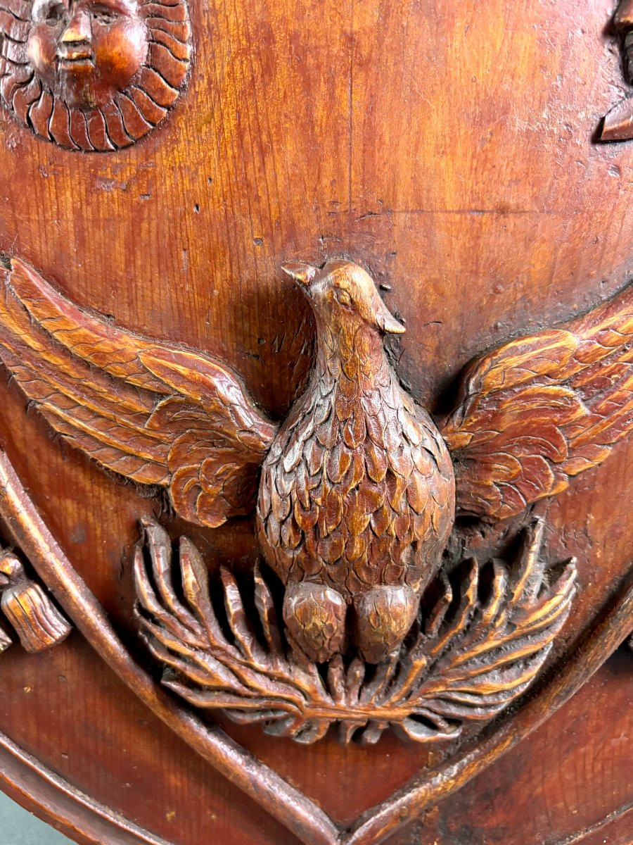 Grande Blason Armoiries famille Magagnini Rambaldo Italie 19éme-photo-1