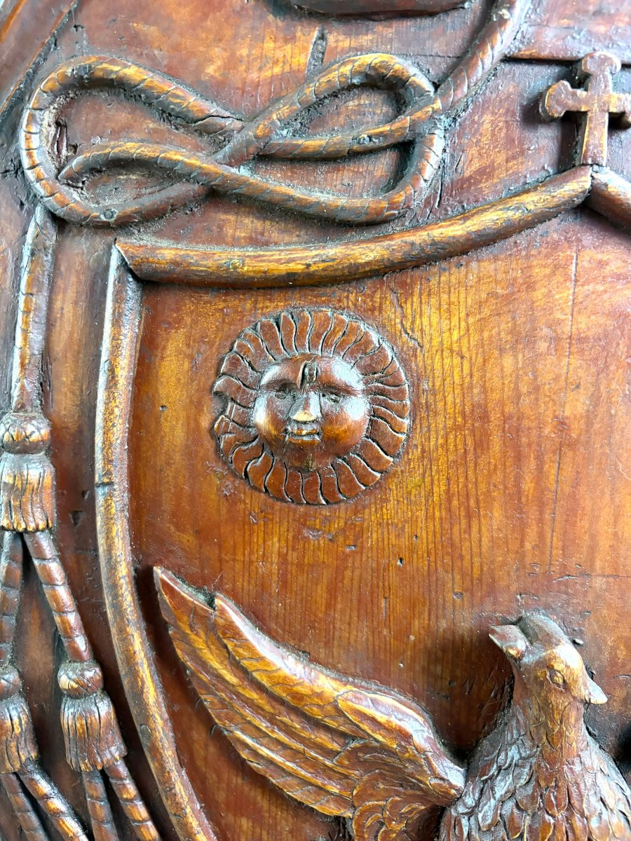 Grande Blason Armoiries famille Magagnini Rambaldo Italie 19éme-photo-2