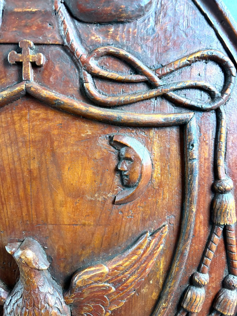 Grande Blason Armoiries famille Magagnini Rambaldo Italie 19éme-photo-3