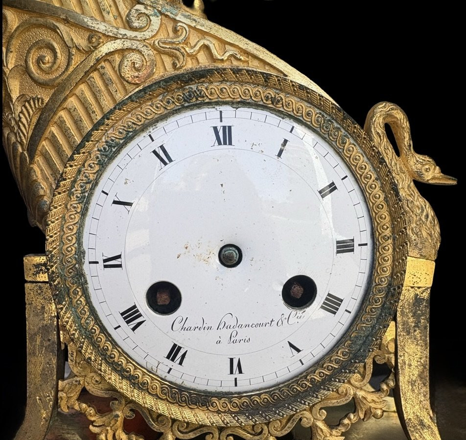 Early 19th Ormolu Gilt Bronze Empire Mantel Clock  "the Chariot Of Love"-photo-2