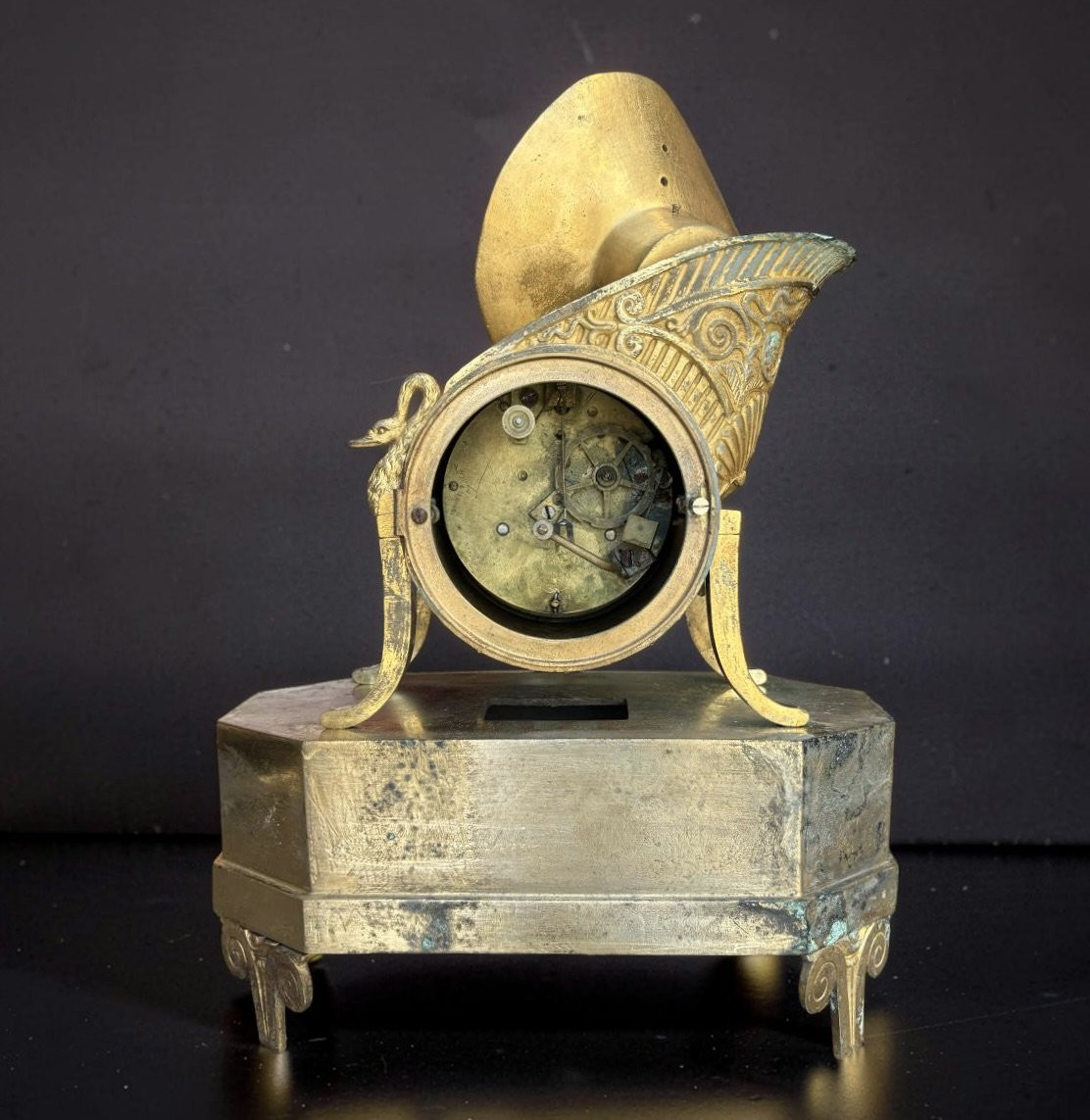 Early 19th Ormolu Gilt Bronze Empire Mantel Clock  "the Chariot Of Love"-photo-4