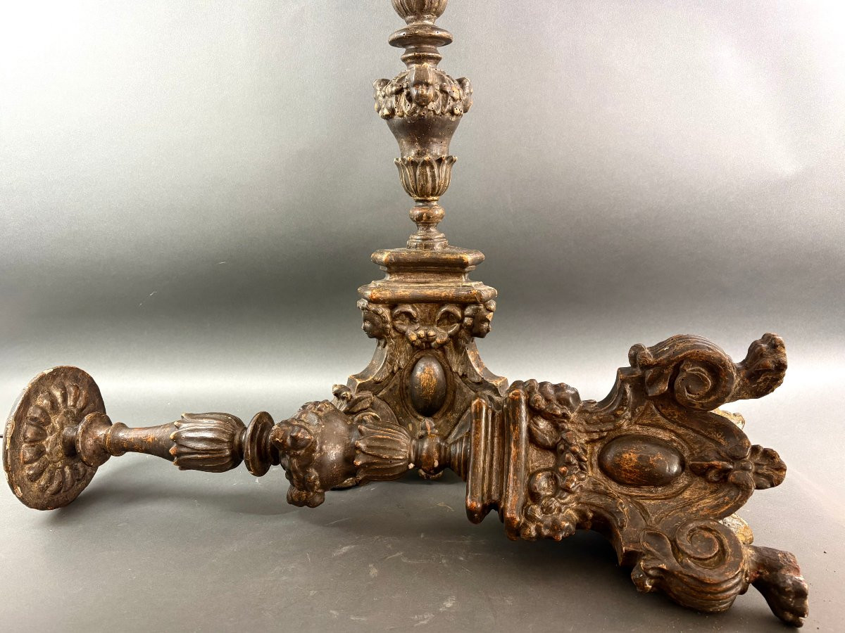 Paire De Grands Pique-cierges Candélabres Baroque Italien 18éme-photo-3